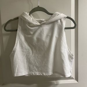 White crop athletic hoodie